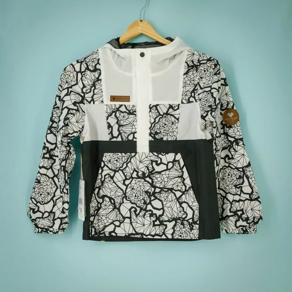 Obermeyer Size Extra Large XL Finn Windbreaker Bear Print Black White Jacket
